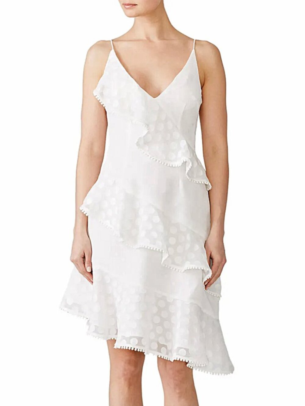 Keepsake The Label White Polka Dot Ruffle Dress Size S